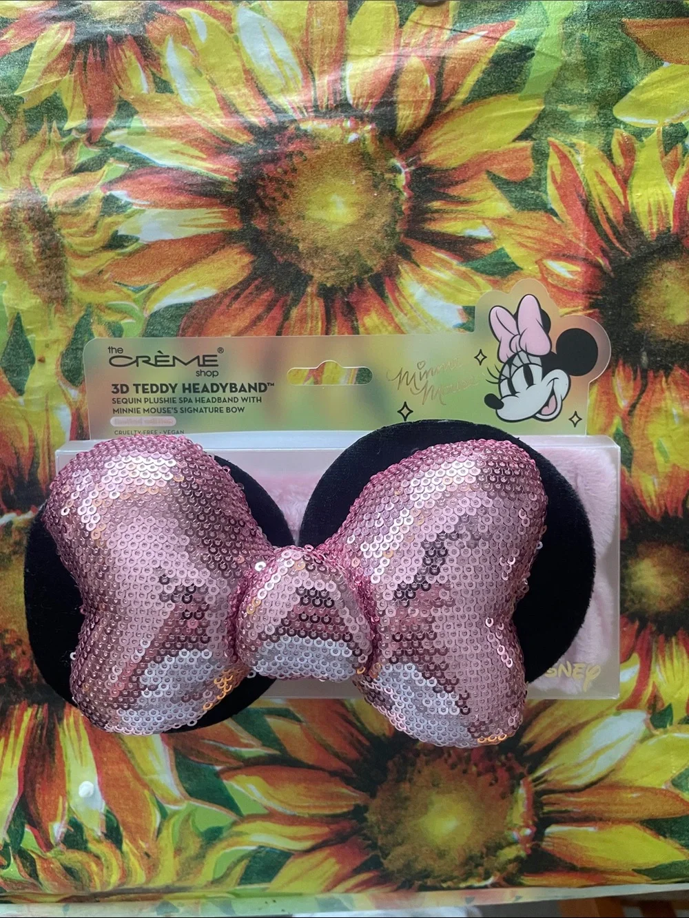 The Crème Shop Kids 3D Teddy Headband with Pink Sequin Bow